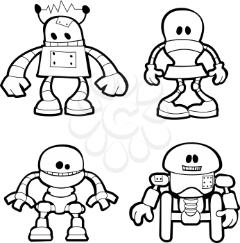 Royalty Free Clipart Image of Various Robots