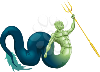 Royalty Free Clipart Image of a Merman 