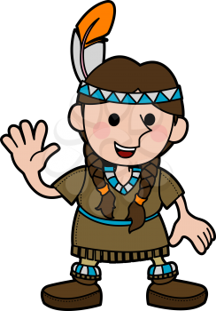 Royalty Free Clipart Image of a Smiling Native Girl