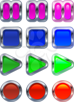 Royalty Free Clipart Image of Metallic Control Buttons