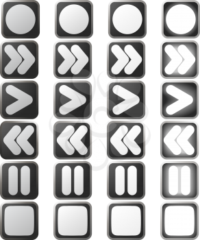 Royalty Free Clipart Image of White Control Buttons
