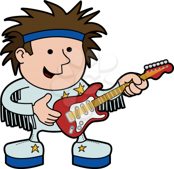 Royalty Free Clipart Image of a Musician Playing a Guitar