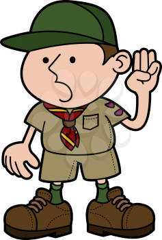 Royalty Free Clipart Image of a Boy Scout Giving a Pledge