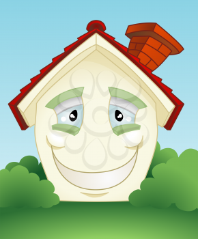 Royalty Free Clipart Image of a Smiling House