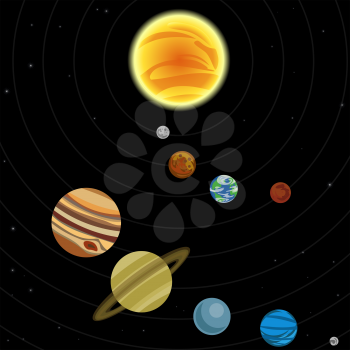 Royalty Free Clipart Image of the Solar System