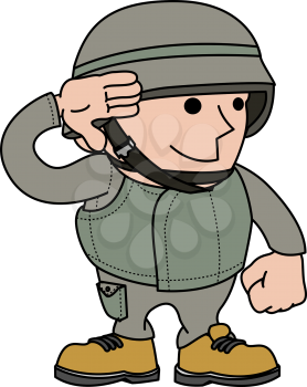 Royalty Free Clipart Image of a Soldier Saluting 