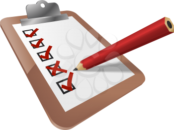 Royalty Free Clipart Image of a Survey on a Clipboard