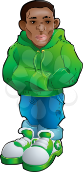 Royalty Free Clipart Image of a Boy in a Hoodie