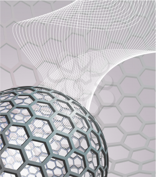 Royalty Free Clipart Image of an Abstract Buckyball Background 