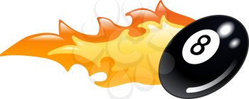 Royalty Free Clipart Image of a Flaming Eight Pool Ball