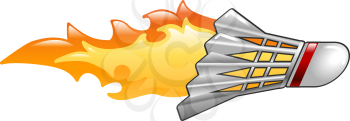 Royalty Free Clipart Image of a Flaming Badminton Shuttlecock 