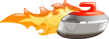 Royalty Free Clipart Image of a Flaming Curling Stone