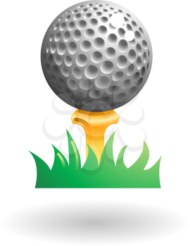 Royalty Free Clipart Image of a Golf Ball on a Tee