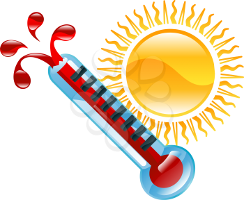 Royalty Free Clipart Image of a Thermometer and Sun