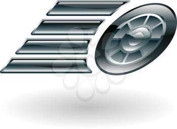 Royalty Free Clipart Image of a Motor Racing With Wheel