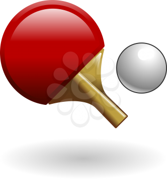 Royalty Free Clipart Image of a Ping Pong Ball and Paddle