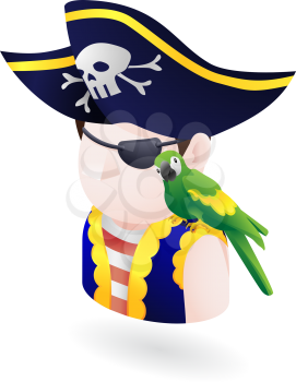 Royalty Free Clipart Image of a Pirate With a Parrot 