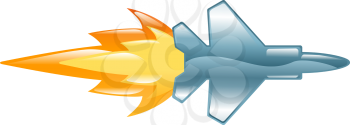 Royalty Free Clipart Image of a Jet Plane with Flames
