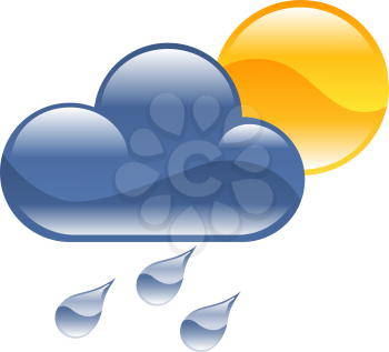Royalty Free Clipart Image of a Rain and Sun Cloud