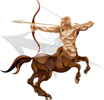 Royalty Free Clipart Image of a Centaur Holding a Bow and Arrow