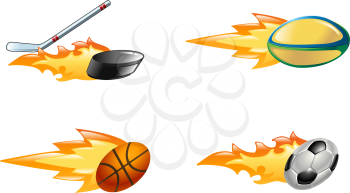 Royalty Free Clipart Image of a Sports Pack With Flames