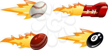 Royalty Free Clipart Image of Flaming Sport Icons