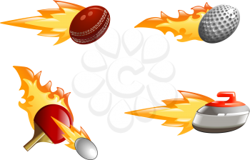 Royalty Free Clipart Image of Flaming Sport Icons