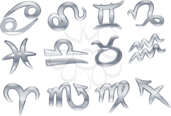 Royalty Free Clipart Image of a Set of Zodiac Signs