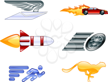 Royalty Free Clipart Image of Icons Relating to Speed