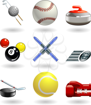 Royalty Free Clipart Image of a Set of Sport Related Elements