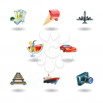 Royalty Free Clipart Image of Travel and Tourism Icons