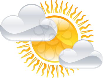 Royalty Free Clipart Image of a Sun and Clouds
