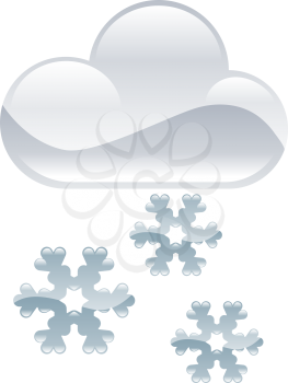 Royalty Free Clipart Image of a Cloud and Snowflakes