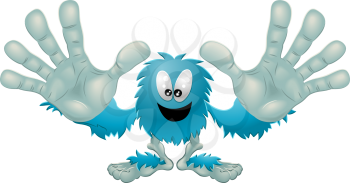 Royalty Free Clipart Image of a Blue Monster