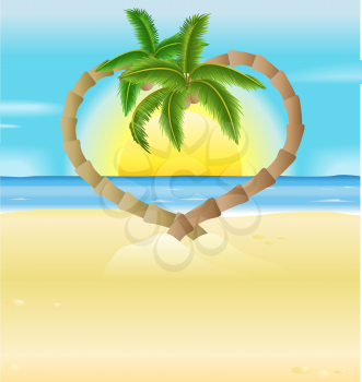 Royalty Free Clipart Image of Heart Shaped Palm Trees