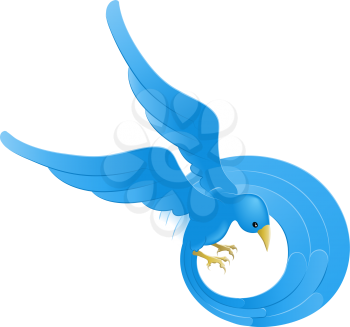Royalty Free Clipart Image of a Blue Bird Icon