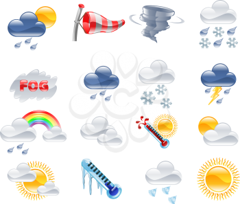 Royalty Free Clipart Image of a Series of Weather Related Icons