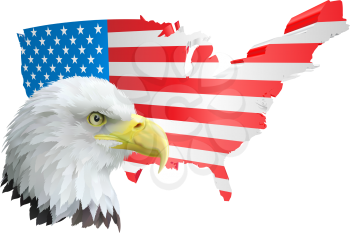 Royalty Free Clipart Image of an American Flag and Eagle Background