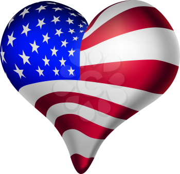 Royalty Free Clipart Image of an American Flag Heart