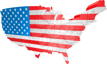 Royalty Free Clipart Image of the Map of USA as a Flag
