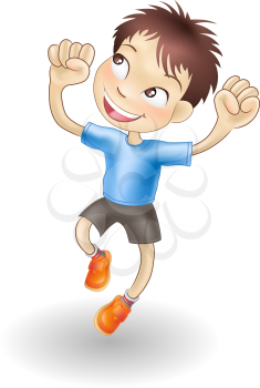 Royalty Free Clipart Image of a Boy Jumping for Joy