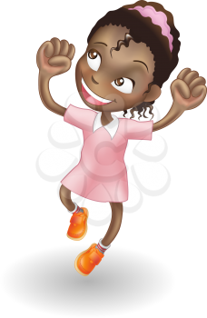 Royalty Free Clipart Image of a Girl Jumping for Joy