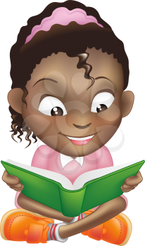 Royalty Free Clipart Image of a Girl Reading
