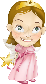 Royalty Free Clipart Image of a Girl Dressed as a Princess