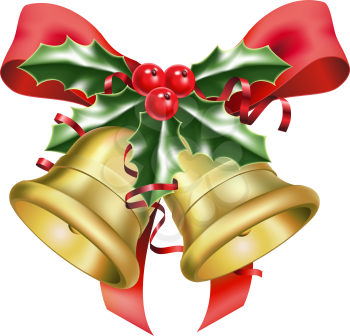 Royalty Free Clipart Image of a Holly and Bells
