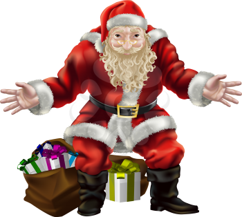 Royalty Free Clipart Image of Father Christmas and Presents 