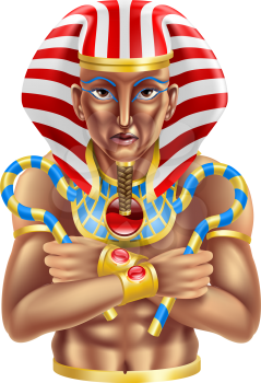 Royalty Free Clipart Image of an Ancient Egyptian Pharaoh King