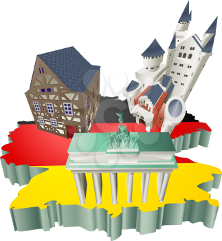 Royalty Free Clipart Image of Tourist Attractions in Germany