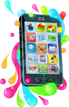 Royalty Free Clipart Image of a Colorful Smartphone