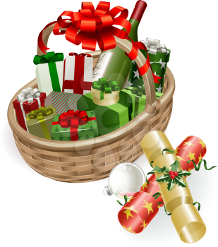 Royalty Free Clipart Image of a Christmas Basket 